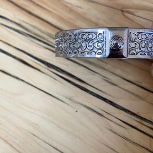 Coach Silver Tone Signature C Bangle Bracelet Logo